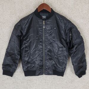 Southpole Bomber Jacket Youth Kids Size L(7) Black Full Zip Quilted‎ Puffer